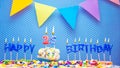 Word from the letters of happy birthday candles for twenty-five years. Copy space Happy birthday greetings for 25 years, lit candl Royalty Free Stock Photo