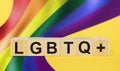 Word LGBTQ made with wooden blocks