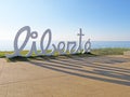 A word Liberte on the embankment of the city of Batumi, Georgia. Summer landscape, modern art