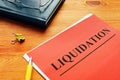 Word liquidation is printed on the red page. Royalty Free Stock Photo