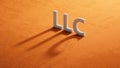 word llc with shadow of 3d charcaters. Royalty Free Stock Photo
