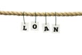The word loan in alphabet letters on a rope