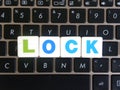 Word Lock on keyboard background Royalty Free Stock Photo