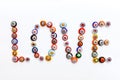 The word love of beads Venetian glass