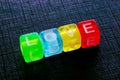 Word love with colored dice Royalty Free Stock Photo