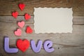 Word Love composition with heart Royalty Free Stock Photo