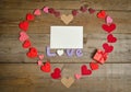 Word Love composition on the wooden board Royalty Free Stock Photo