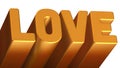 Word Love in 3D Gold Finish on White Background Royalty Free Stock Photo