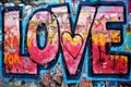 Word LOVE in a graffiti style. Bright letters on the wall Royalty Free Stock Photo