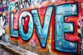 Word LOVE in a graffiti style. Bright letters on the wall Royalty Free Stock Photo