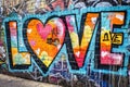 Word LOVE in a graffiti style. Bright letters on the wall Royalty Free Stock Photo