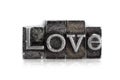 The word LOVE in letterpress type Royalty Free Stock Photo