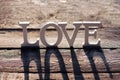 The word LOVE is made of white letters Royalty Free Stock Photo