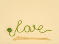 Word Love made with yarn thread. Royalty Free Stock Photo