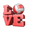 Word LOVE with volley ball 3D Royalty Free Stock Photo