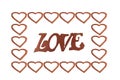 The word love on a white isolated background for lovers, February 14, Valentine`s day