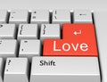 Word Love is written on a computer keyboard. Conceptual image on a computer key Enter Royalty Free Stock Photo