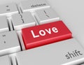 Word Love is written on a computer keyboard. Conceptual image on a computer key Enter Royalty Free Stock Photo