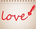 Word love written with heart shaped fountain pen Royalty Free Stock Photo