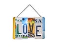Word love written with recycled license plates Royalty Free Stock Photo
