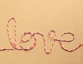 The word love written with rope