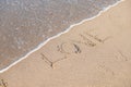 word love written in the sand of a beach. love concept Royalty Free Stock Photo