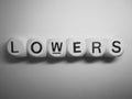 Word lowers spelled on dice Royalty Free Stock Photo