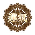 The word Luck in Chinese inscribed in ornament