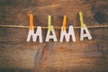 The word MAMA made from wooden letters Royalty Free Stock Photo