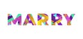 Marry Concept Retro Colorful Word Art Illustration