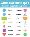 Word Matching Quiz. Match the 2D shape. For Children Education
