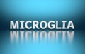 Word Microglia on blue background