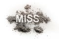 The word miss written in dirt, dust, ash as pageant, contest, gi