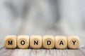 The word Monday on wooden cubes. Weekday concept