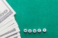 Word `money` with poker chips and money Royalty Free Stock Photo