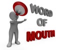 Word Of Mouth Character Shows Communication Networking Discussing Or Buzz