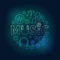 Word Music with line icons round colored vector illustration Royalty Free Stock Photo