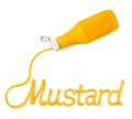 The word Mustard is squeezed out from the bottle Royalty Free Stock Photo