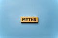 word myths on colorful wooden cubes, news concept Royalty Free Stock Photo