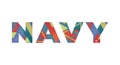 Navy Concept Retro Colorful Word Art Illustration