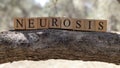 The word neurosis was created from wooden blocks. Sociology and life.