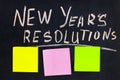 The word New Year`s resolution written on the blackboard with bl