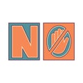 Word No with a Palm. No violence conceptual vector illustration