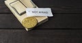 The word: Not afraid pinned on mouse trap with backside of bitcoin. Royalty Free Stock Photo