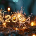 The word 2024 number of new year new chapter and begining with sparkler background Royalty Free Stock Photo