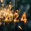 The word 2024 number of new year new chapter and begining with sparkler background Royalty Free Stock Photo