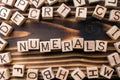 Word numerals composed of wooden cubes with letters Royalty Free Stock Photo
