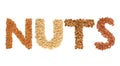 Word Nuts with letters made from different whole nuts