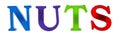 Word nuts is lined with multicolored plastic letters on magnets Royalty Free Stock Photo