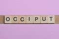 Word occiput from small gray wooden letters Royalty Free Stock Photo